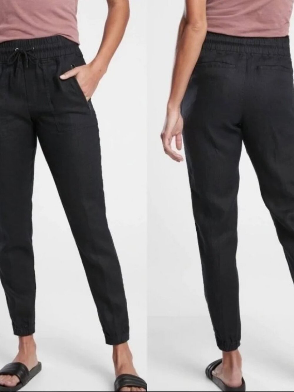 Athleta S Cabo Linen Joggers Black